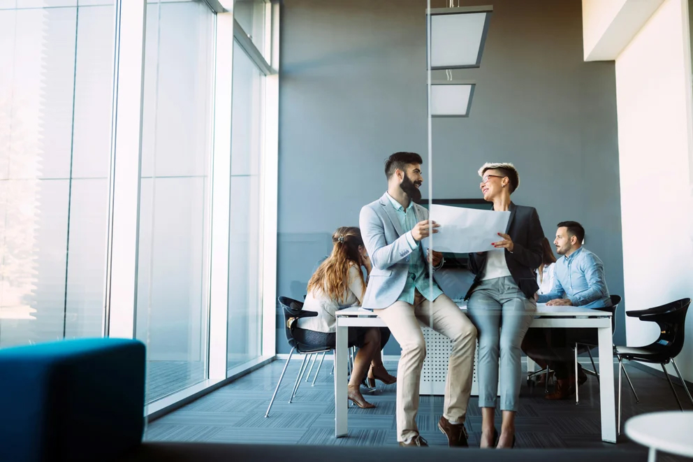 Man and woman working at the office