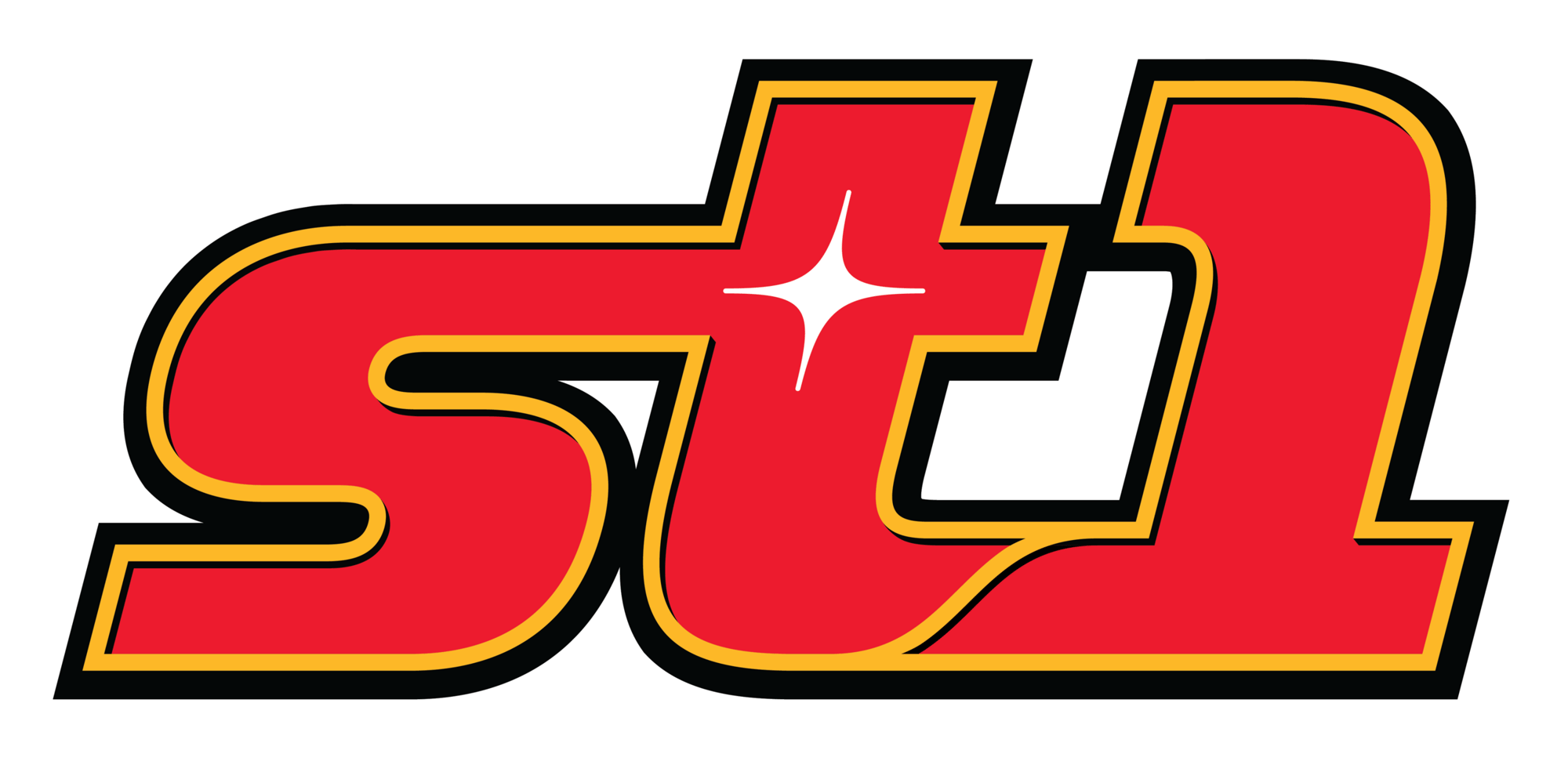 St 1 logo red and yellow