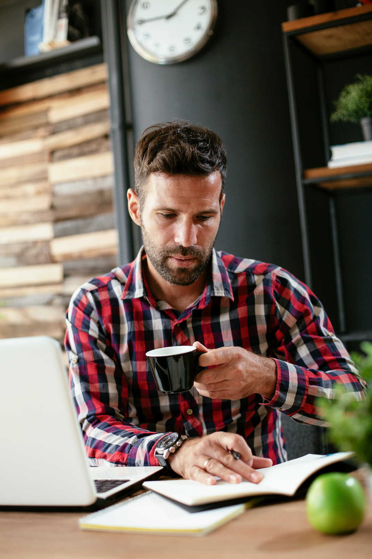 Man working at a coffee shop