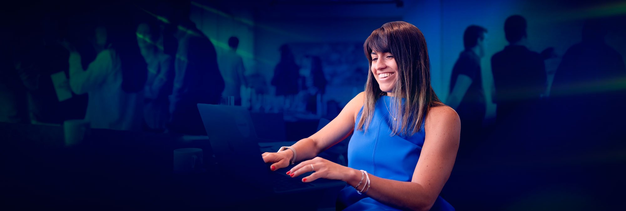 Woman typing on notebook