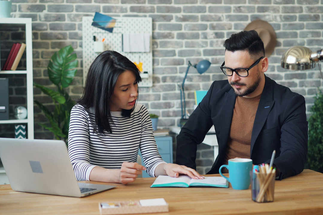 mand and woman working