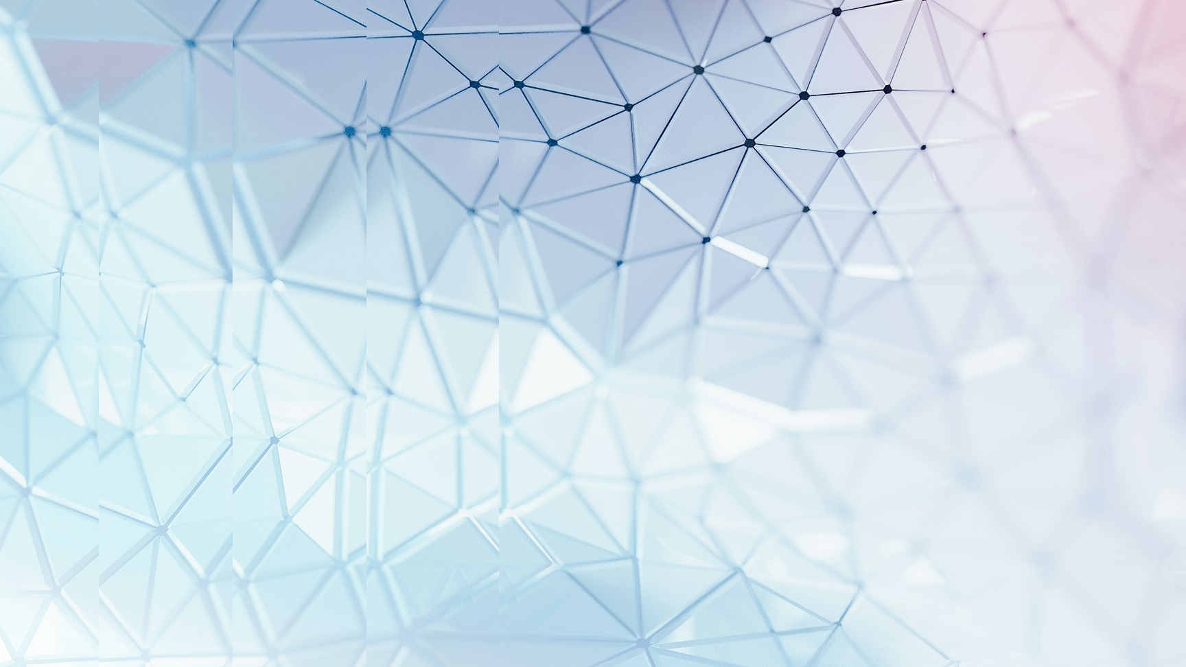 Abstract geometric background with connected triangles. Features blue and pink gradients, representing technology, data, and interconnectedness.