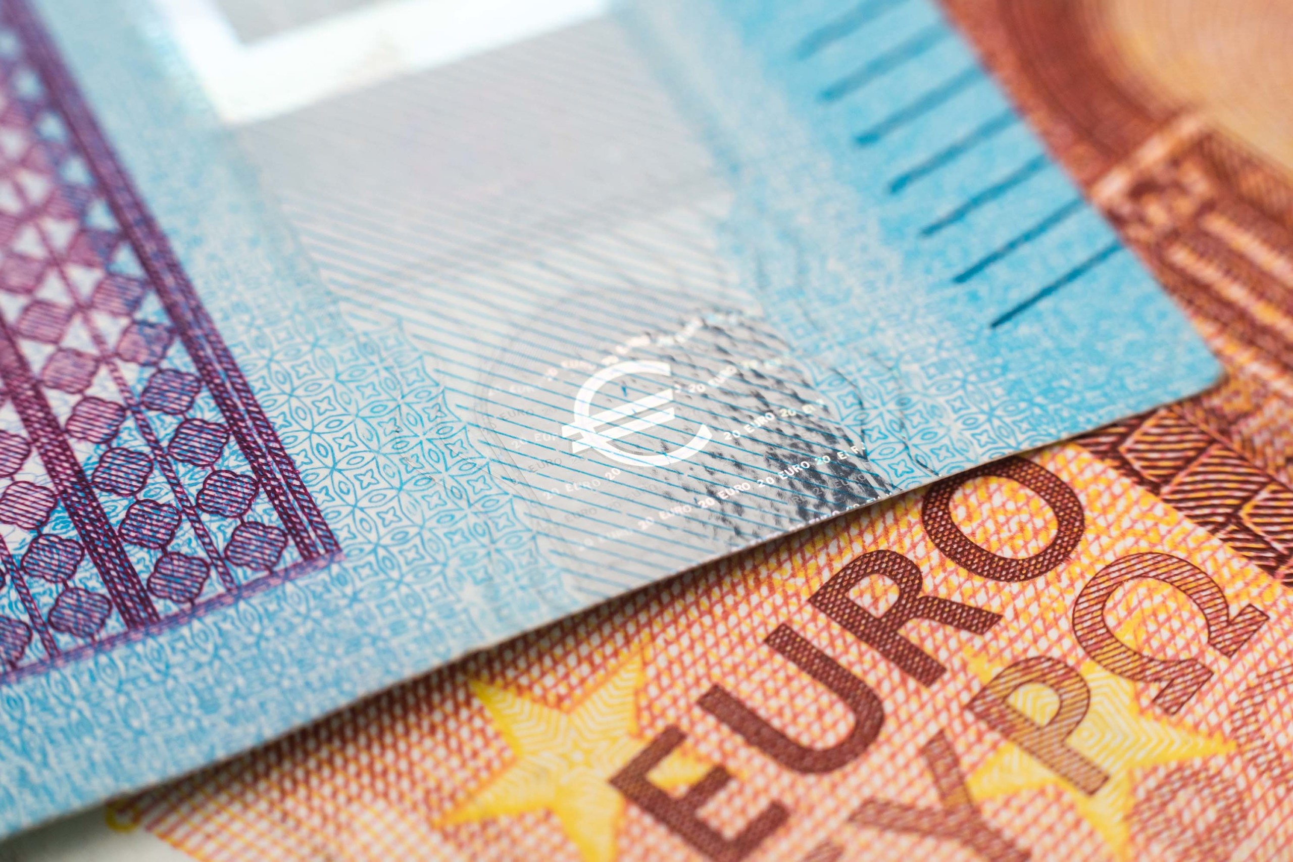 Closeup of EURO BILLS