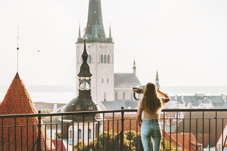 Woman standing in Tallinn old town