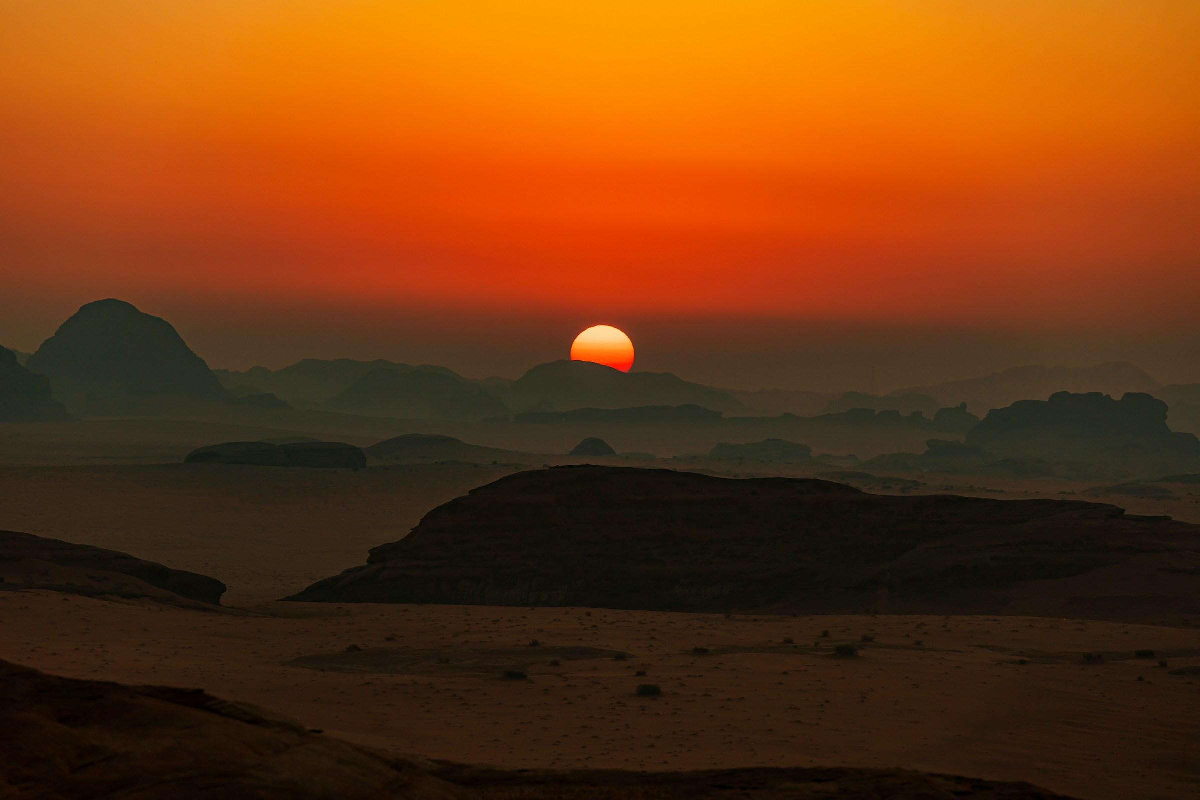 Sunset over desert