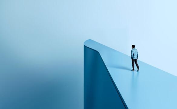 Man is walking on a 3d road